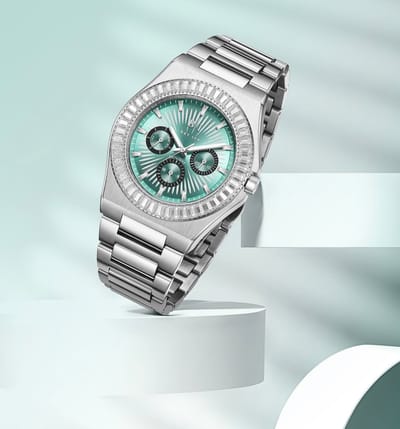 Bay Ice Skylight Watch - Silver and Green Dial