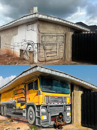 3D Mural Painting of a Truck